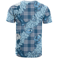 Blue Palaka Hawaii Cowboy Christmas T Shirt Paniolo Mix Maile Lei - Polynesian Pride