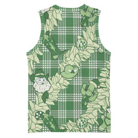 Green Palaka Hawaii Cowboy Christmas Basketball Jersey Paniolo Mix Maile Lei - Polynesian Pride