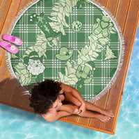 Green Palaka Hawaii Cowboy Christmas Beach Blanket Paniolo Mix Maile Lei LT7 - Polynesian Pride