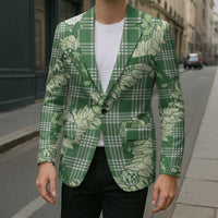 Green Palaka Hawaii Cowboy Christmas Blazer Paniolo Mix Maile Lei - Polynesian Pride