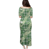 Green Palaka Hawaii Cowboy Christmas Family Matching Puletasi and Hawaiian Shirt Paniolo Mix Maile Lei - Polynesian Pride