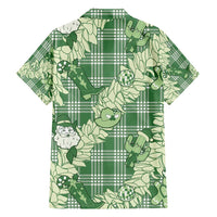 Green Palaka Hawaii Cowboy Christmas Family Matching Short Sleeve Bodycon Dress and Hawaiian Shirt Paniolo Mix Maile Lei - Polynesian Pride