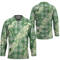 Green Palaka Hawaii Cowboy Christmas Hockey Jersey Paniolo Mix Maile Lei LT7 - Polynesian Pride
