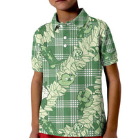 Green Palaka Hawaii Cowboy Christmas Kid Polo Shirt Paniolo Mix Maile Lei - Polynesian Pride