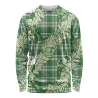 Green Palaka Hawaii Cowboy Christmas Long Sleeve Shirt Paniolo Mix Maile Lei - Polynesian Pride