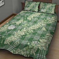 Green Palaka Hawaii Cowboy Christmas Quilt Bed Set Paniolo Mix Maile Lei - Polynesian Pride