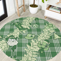 Green Palaka Hawaii Cowboy Christmas Round Carpet Paniolo Mix Maile Lei LT7 Green - Polynesian Pride
