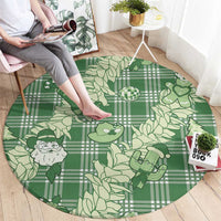 Green Palaka Hawaii Cowboy Christmas Round Carpet Paniolo Mix Maile Lei LT7 - Polynesian Pride