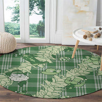 Green Palaka Hawaii Cowboy Christmas Round Carpet Paniolo Mix Maile Lei LT7 - Polynesian Pride