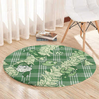 Green Palaka Hawaii Cowboy Christmas Round Carpet Paniolo Mix Maile Lei LT7 - Polynesian Pride