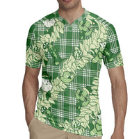 Green Palaka Hawaii Cowboy Christmas Rugby Jersey Paniolo Mix Maile Lei - Polynesian Pride