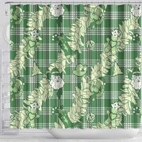 Green Palaka Hawaii Cowboy Christmas Shower Curtain Paniolo Mix Maile Lei - Polynesian Pride