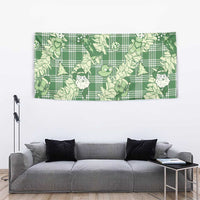 Green Palaka Hawaii Cowboy Christmas Tapestry Paniolo Mix Maile Lei - Polynesian Pride