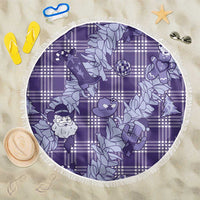 Purple Palaka Hawaii Cowboy Christmas Beach Blanket Paniolo Mix Maile Lei LT7 One Size 150cm Purple - Polynesian Pride
