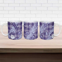 Purple Palaka Hawaii Cowboy Christmas Ceramic Mug Paniolo Mix Maile Lei - Polynesian Pride