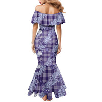 Purple Palaka Hawaii Cowboy Christmas Family Matching Mermaid Dress and Hawaiian Shirt Paniolo Mix Maile Lei - Polynesian Pride