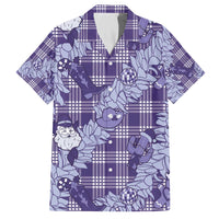 Purple Palaka Hawaii Cowboy Christmas Family Matching Off The Shoulder Long Sleeve Dress and Hawaiian Shirt Paniolo Mix Maile Lei - Polynesian Pride
