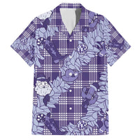 Purple Palaka Hawaii Cowboy Christmas Family Matching Off Shoulder Maxi Dress and Hawaiian Shirt Paniolo Mix Maile Lei - Polynesian Pride