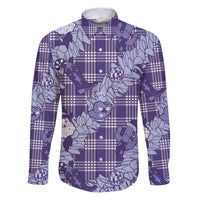 Purple Palaka Hawaii Cowboy Christmas Family Matching Puletasi and Hawaiian Shirt Paniolo Mix Maile Lei - Polynesian Pride