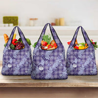 Purple Palaka Hawaii Cowboy Christmas Grocery Bag Paniolo Mix Maile Lei - Polynesian Pride