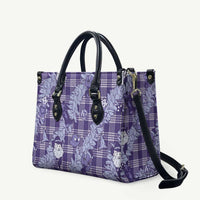 Purple Palaka Hawaii Cowboy Christmas Leather Bag Paniolo Mix Maile Lei - Polynesian Pride