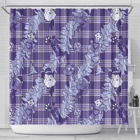 Purple Palaka Hawaii Cowboy Christmas Shower Curtain Paniolo Mix Maile Lei LT7 - Polynesian Pride