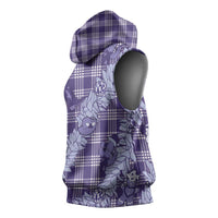 Purple Palaka Hawaii Cowboy Christmas Sleeveless Hoodie Paniolo Mix Maile Lei - Polynesian Pride