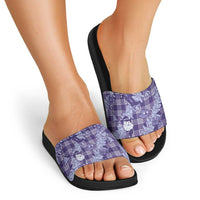 Purple Palaka Hawaii Cowboy Christmas Slide Sandals Paniolo Mix Maile Lei LT7 - Polynesian Pride