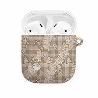 Khaki Palaka Hawaii Cowboy Christmas AirPods Case Paniolo Mix Maile Lei LT7 Beige - Polynesian Pride