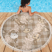 Khaki Palaka Hawaii Cowboy Christmas Beach Blanket Paniolo Mix Maile Lei LT7 - Polynesian Pride