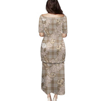 Khaki Palaka Hawaii Cowboy Christmas Family Matching Puletasi and Hawaiian Shirt Paniolo Mix Maile Lei - Polynesian Pride