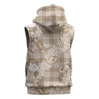 Khaki Palaka Hawaii Cowboy Christmas Sleeveless Zip Hoodie Paniolo Mix Maile Lei LT7 - Polynesian Pride