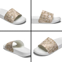 Khaki Palaka Hawaii Cowboy Christmas Slide Sandals Paniolo Mix Maile Lei LT7 - Polynesian Pride