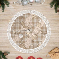 Khaki Palaka Hawaii Cowboy Christmas Tree Skirt Paniolo Mix Maile Lei - Polynesian Pride