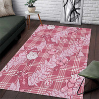 Pink Palaka Hawaii Cowboy Christmas Area Rug Paniolo Mix Maile Lei - Polynesian Pride