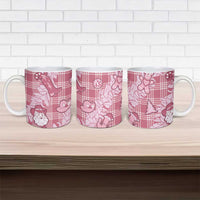 Pink Palaka Hawaii Cowboy Christmas Ceramic Mug Paniolo Mix Maile Lei - Polynesian Pride