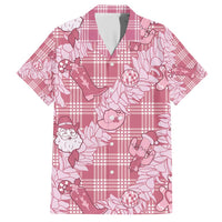 Pink Palaka Hawaii Cowboy Christmas Family Matching Short Sleeve Bodycon Dress and Hawaiian Shirt Paniolo Mix Maile Lei - Polynesian Pride