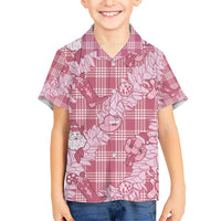 Pink Palaka Hawaii Cowboy Christmas Kid Hawaiian Shirt Paniolo Mix Maile Lei - Polynesian Pride