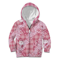 Pink Palaka Hawaii Cowboy Christmas Kid Hoodie Paniolo Mix Maile Lei - Polynesian Pride