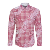 Pink Palaka Hawaii Cowboy Christmas Long Sleeve Button Shirt Paniolo Mix Maile Lei - Polynesian Pride