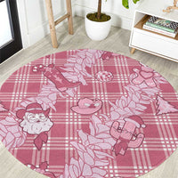 Pink Palaka Hawaii Cowboy Christmas Round Carpet Paniolo Mix Maile Lei - Polynesian Pride