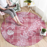 Pink Palaka Hawaii Cowboy Christmas Round Carpet Paniolo Mix Maile Lei - Polynesian Pride