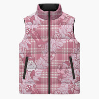 Pink Palaka Hawaii Cowboy Christmas Sleeveless Puffer Jacket Paniolo Mix Maile Lei - Polynesian Pride