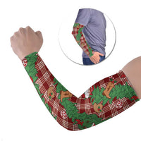 Red Palaka Hawaii Cowboy Christmas Arm Sleeves Paniolo Mix Maile Lei LT7 Set of 2 Red - Polynesian Pride
