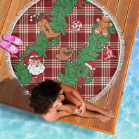 Red Palaka Hawaii Cowboy Christmas Beach Blanket Paniolo Mix Maile Lei LT7 - Polynesian Pride