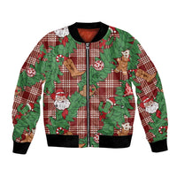 Red Palaka Hawaii Cowboy Christmas Bomber Jacket Paniolo Mix Maile Lei - Polynesian Pride