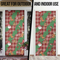 Red Palaka Hawaii Cowboy Christmas Door Cover Paniolo Mix Maile Lei - Polynesian Pride