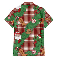 Red Palaka Hawaii Cowboy Christmas Family Matching Off The Shoulder Long Sleeve Dress and Hawaiian Shirt Paniolo Mix Maile Lei - Polynesian Pride
