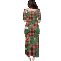 Red Palaka Hawaii Cowboy Christmas Family Matching Puletasi and Hawaiian Shirt Paniolo Mix Maile Lei - Polynesian Pride