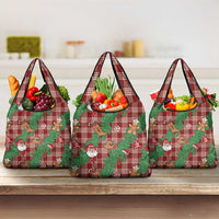 Red Palaka Hawaii Cowboy Christmas Grocery Bag Paniolo Mix Maile Lei LT7 3-pack One Size Red - Polynesian Pride